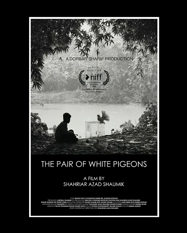 ‘দ্য পেয়ার অব হোয়াইট পিজন্স’–এর পোস্টার। নির্মাতার সৌজন্যে